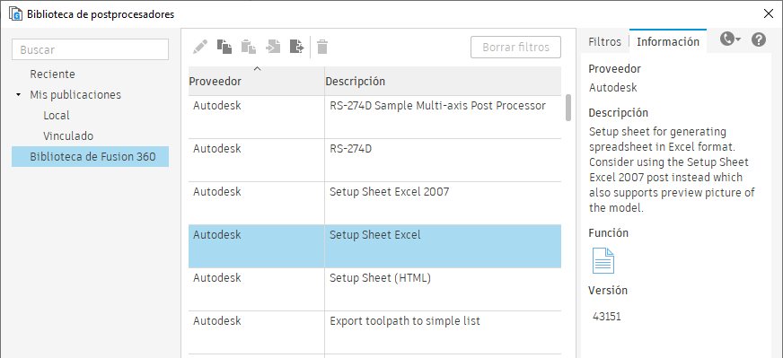 opciones de procesamiento posterior en Excel
