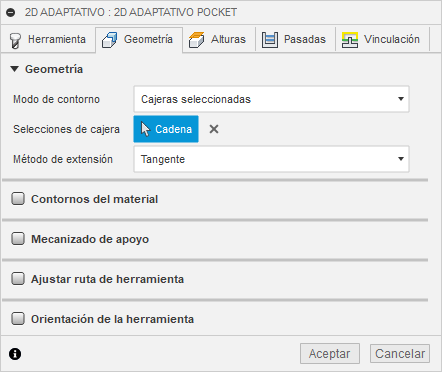 ficha de geometría 1 del cuadro de diálogo Limpieza adaptativa 2d