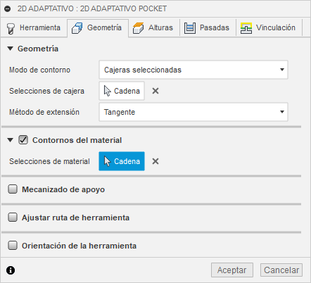 ficha de geometría 2 del cuadro de diálogo Limpieza adaptativa 2d