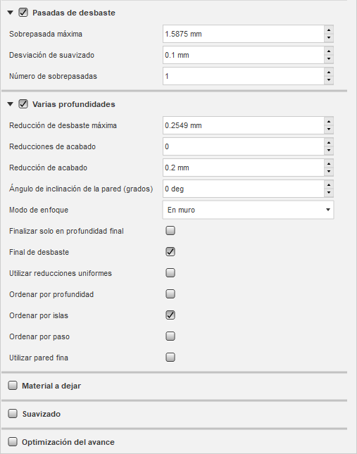 ficha 2 de Pasadas del cuadro de diálogo de contorno 2D