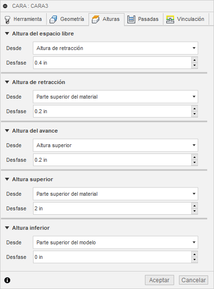 ficha alturas del cuadro de diálogo de caras 2D