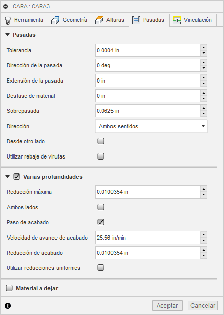 ficha pasadas del cuadro de diálogo cara 2D