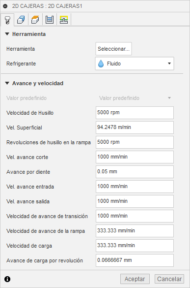 ficha herramienta del cuadro de diálogo de cajera 2D