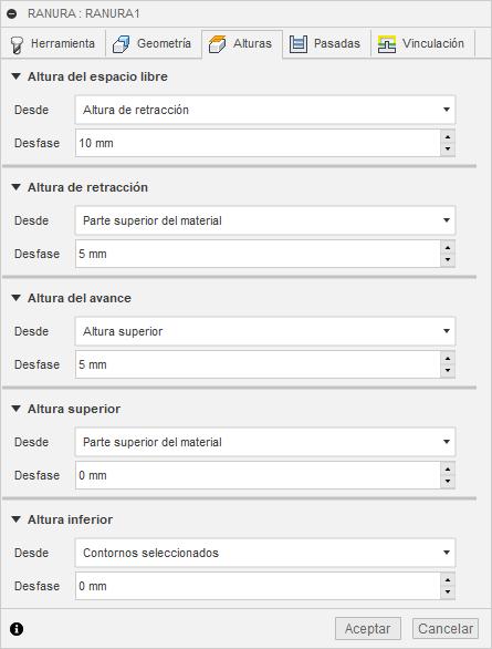 ficha alturas del cuadro de diálogo ranuras 2D