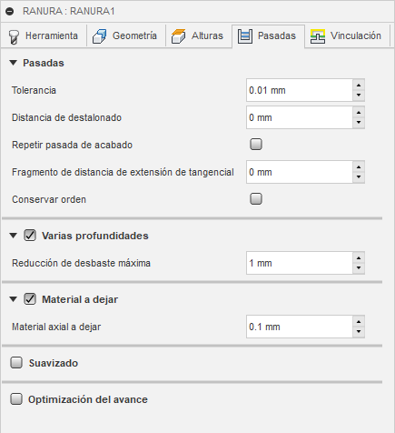 ficha pasadas del cuadro de diálogo ranura 2D