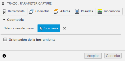 ficha geometría del cuadro de diálogo trazo 2D