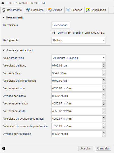 ficha herramienta del cuadro de diálogo de trazo 2D