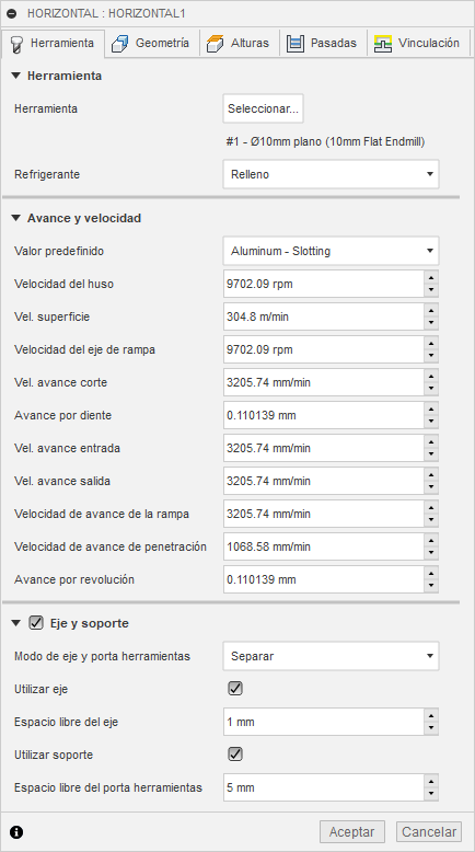 ficha herramienta del cuadro de diálogo limpieza horizontal 3d