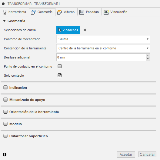 ficha geometría del cuadro de diálogo transformación 3d