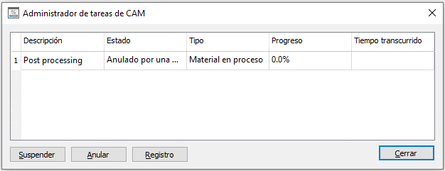 cuadro de diálogo administrador de tareas - estado de procesamiento