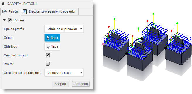 ficha patrón del cuadro de diálogo carpeta - selección de puntos