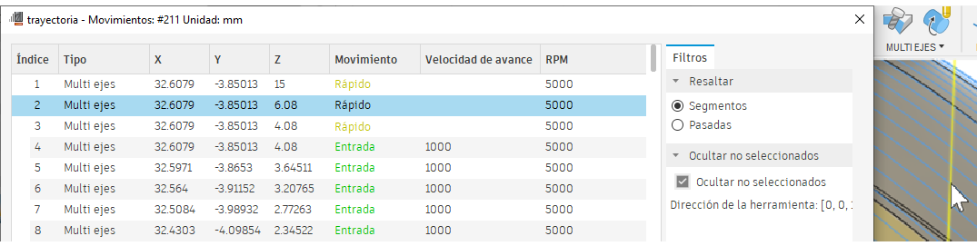 cuadro de diálogo ver ruta de herramienta