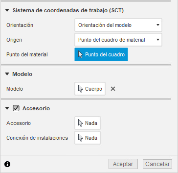 cuadro de diálogo configuración: grupo de sct