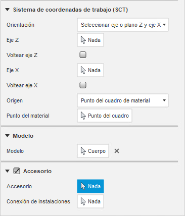 cuadro de diálogo configuración: grupo de sct