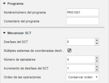 cuadro de diálogo configuración: grupo de programas: varios desfases de trabajo