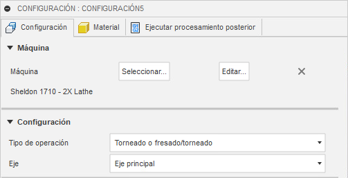 Configurar máquina de torneado