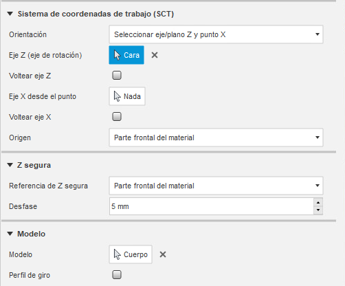 cuadro de diálogo configuración: grupo de sct