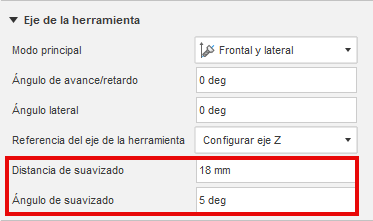 Cuadro de diálogo Distancia de suavizado y Ángulo de suavizado