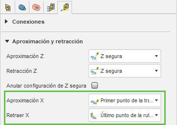 Cuadro de diálogo de aproximación y retracción