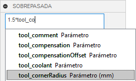expresión de paso lateral: lista de nombres de parámetro