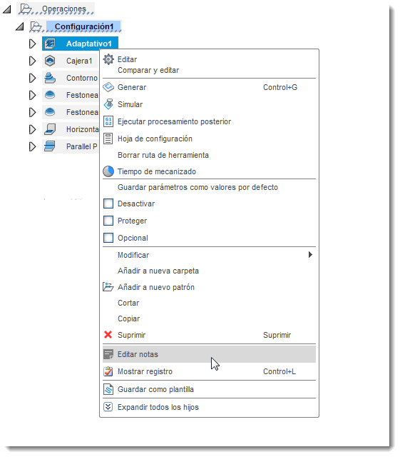 cuadro de diálogo Editar notas