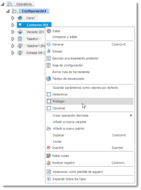 operación de protección