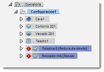 operaciones desactivadas con tachado