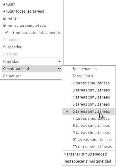 cantidad de tareas simultáneas