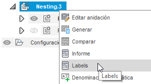 hacer clic con el botón derecho en Nesting para etiquetas