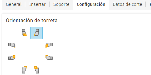 orientación en las opciones de torreta