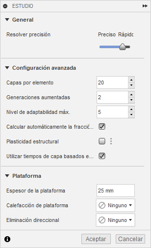 Cuadro de diálogo Configuración