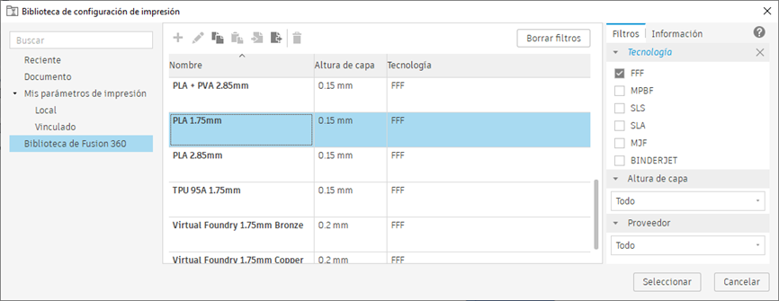 biblioteca de configuración de impresión