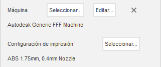 selección de configuración de impresión