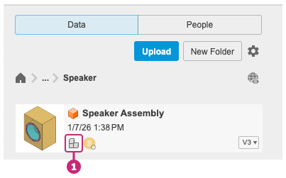 icono de tipo de diseño en el panel de datos