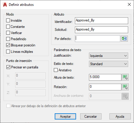 cuadro de diálogo definición de atributo