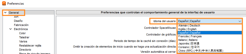 preferencias generales