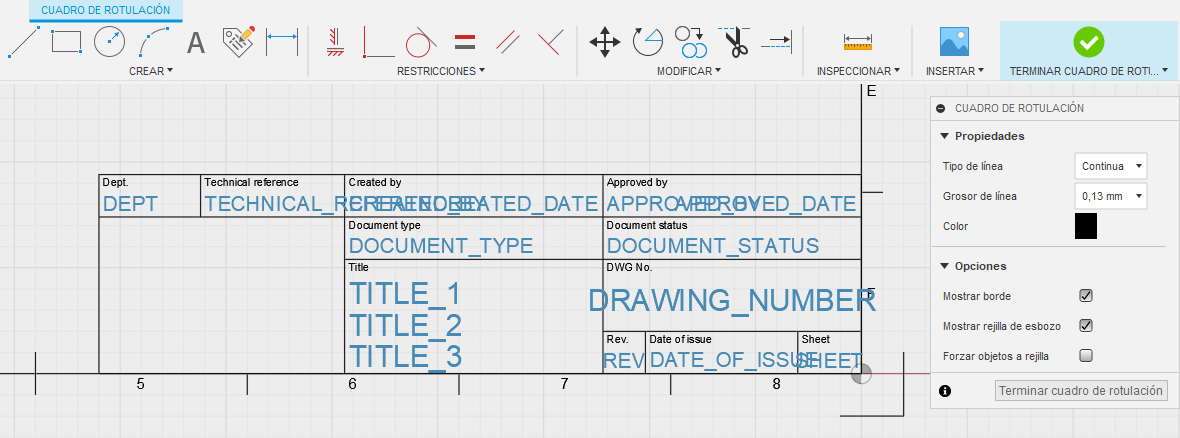entorno contextual de cuadro de rotulación