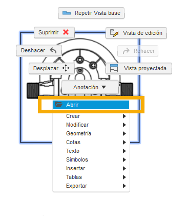 abrir desde vista de dibujo
