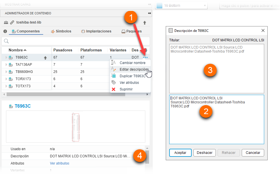 Descripción de componente de biblioteca