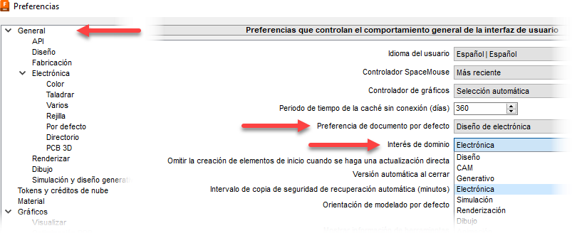 Configuración general de preferencias