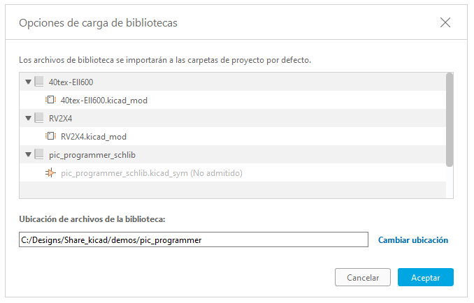 Cargar bibliotecas Kicad
