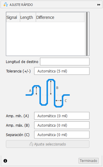 Cuadro de diálogo Ajuste rápido