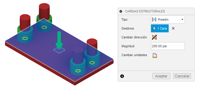 ejemplo de terminología de la carga de presión