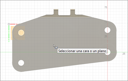 agujeros de perno: seleccionar boceto de cara o plano