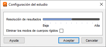 cuadro de diálogo de configuración del estudio