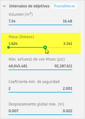 cambiar el intervalo de masa