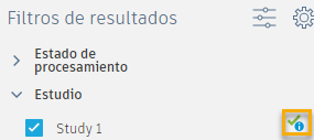cuadro de diálogo filtros de resultados - estado del estudio