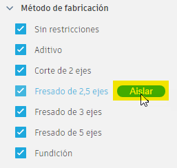 filtros de resultados - aislar