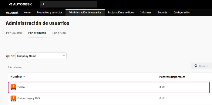 fusion en administración de usuarios