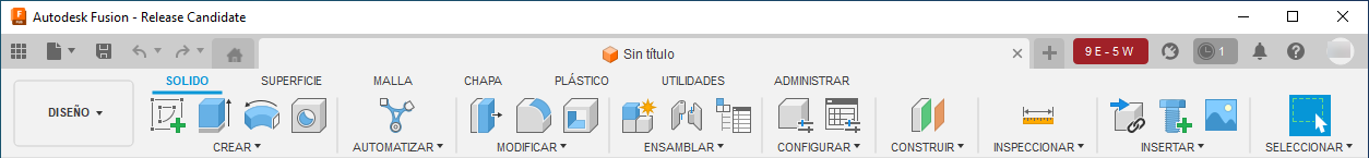 barra de herramientas de diseño